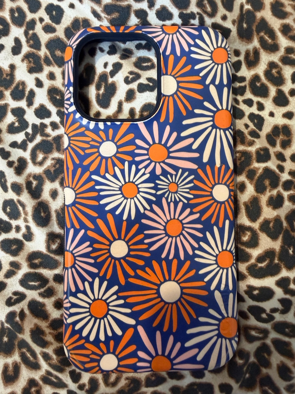 Casely Floral Daisy Graphic Phone Case - Navy, Orange, Pink, Cream IPhone 16 PM